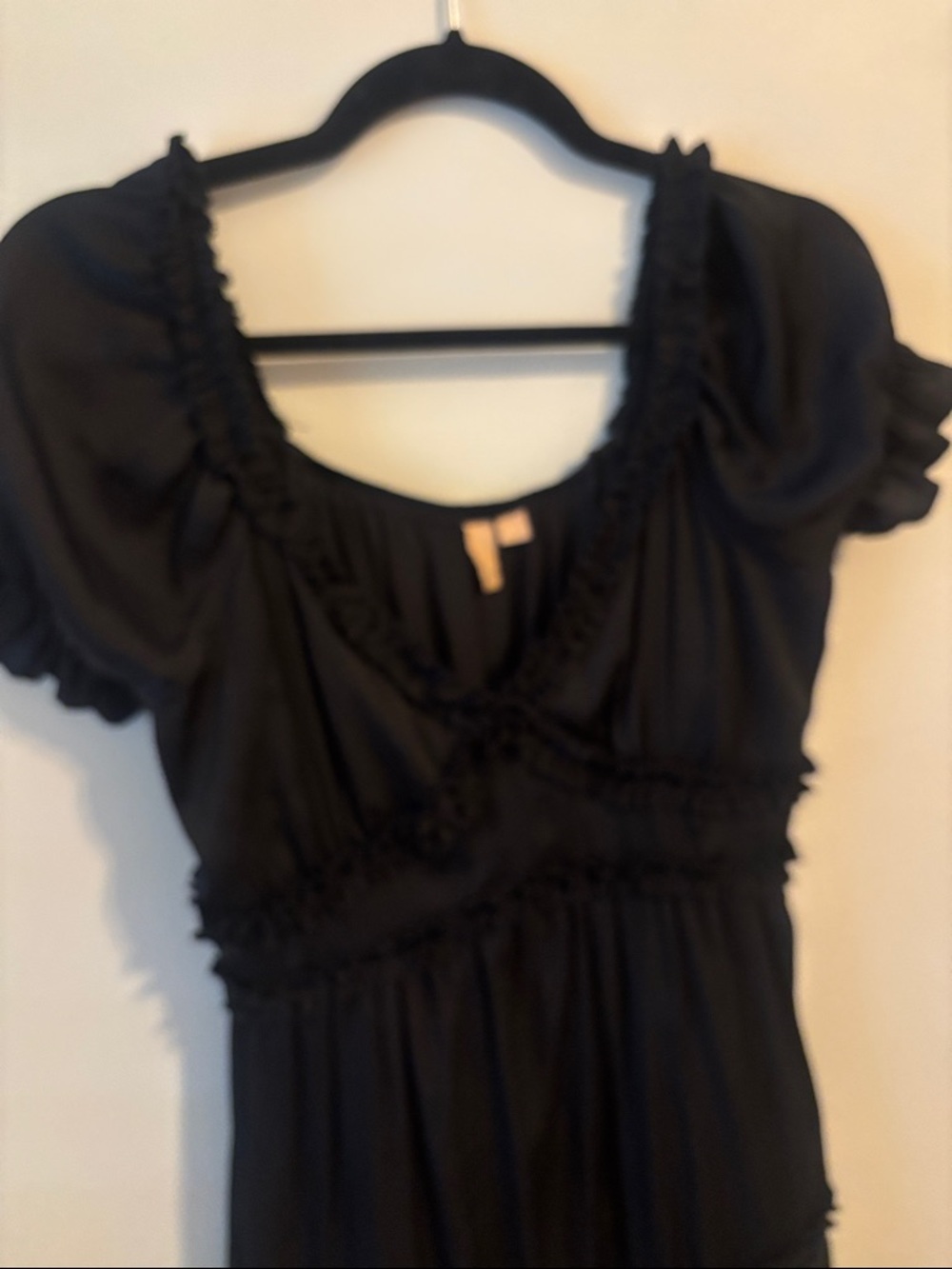 Black Ruffled V-Neck Mini Dress - Picture 4 of 5